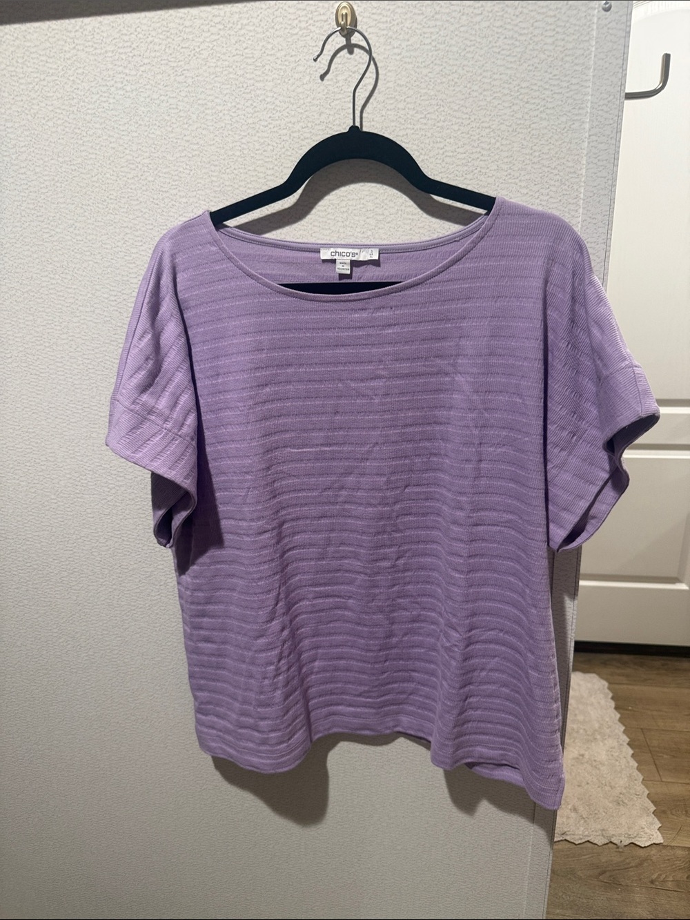 Chico’s Cap Sleeve Textured Tee - Lavender